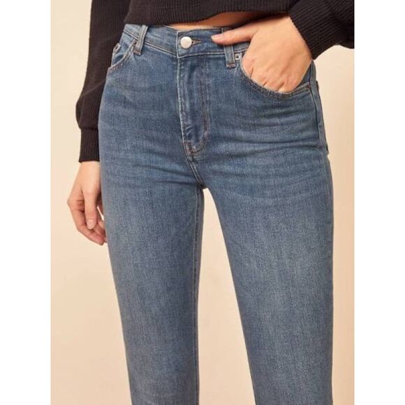 NWT Reformation Harper Mid-Rise Skinny Jeans in Destin Medium Wash Size 23 - Picture 5 of 14